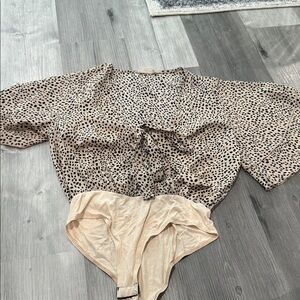 Altar'd State Leopard Print Bodysuit - Black and Tan